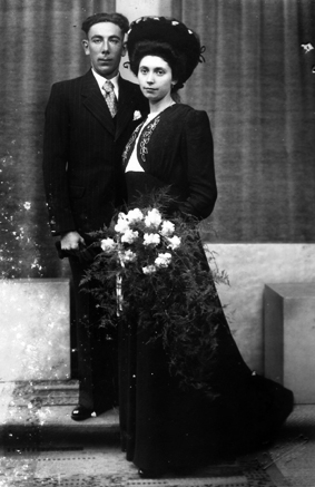 Huwelijksfoto van Paula Van Goethem en Gilbert Geerinck